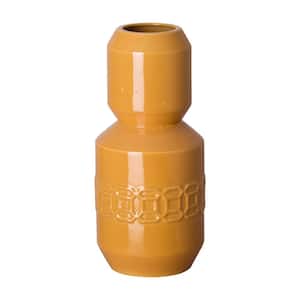 18 in. Butterscotch Light Orange Ceramic Axton Gourd Vase