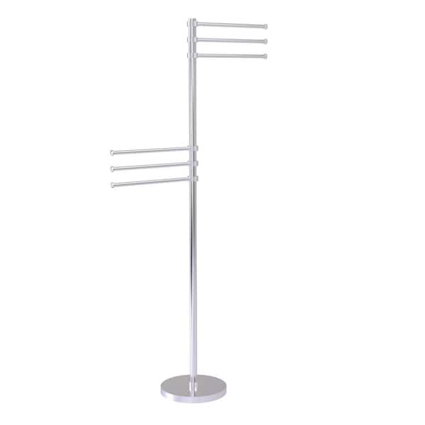 Allied Brass Towel Stand with 6-Pivoting 12 in. Arms in Satin Chrome