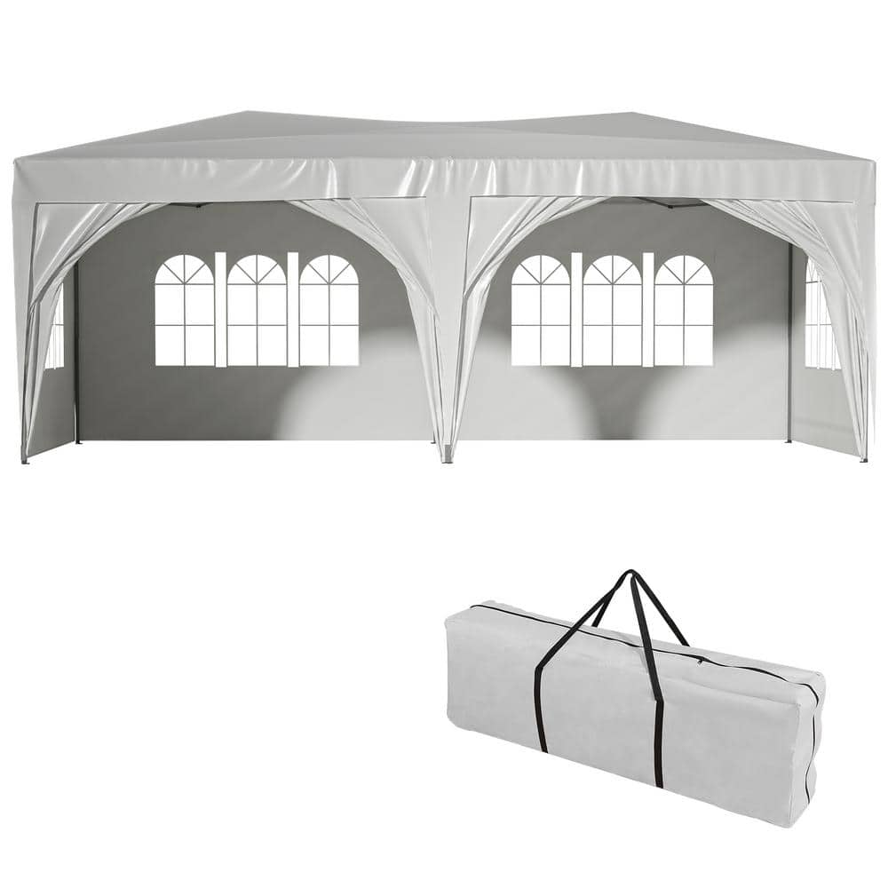 Outdoor 10 ft. x 20 ft. White Pop Up Canopy With Removable Sidewalls, Carry