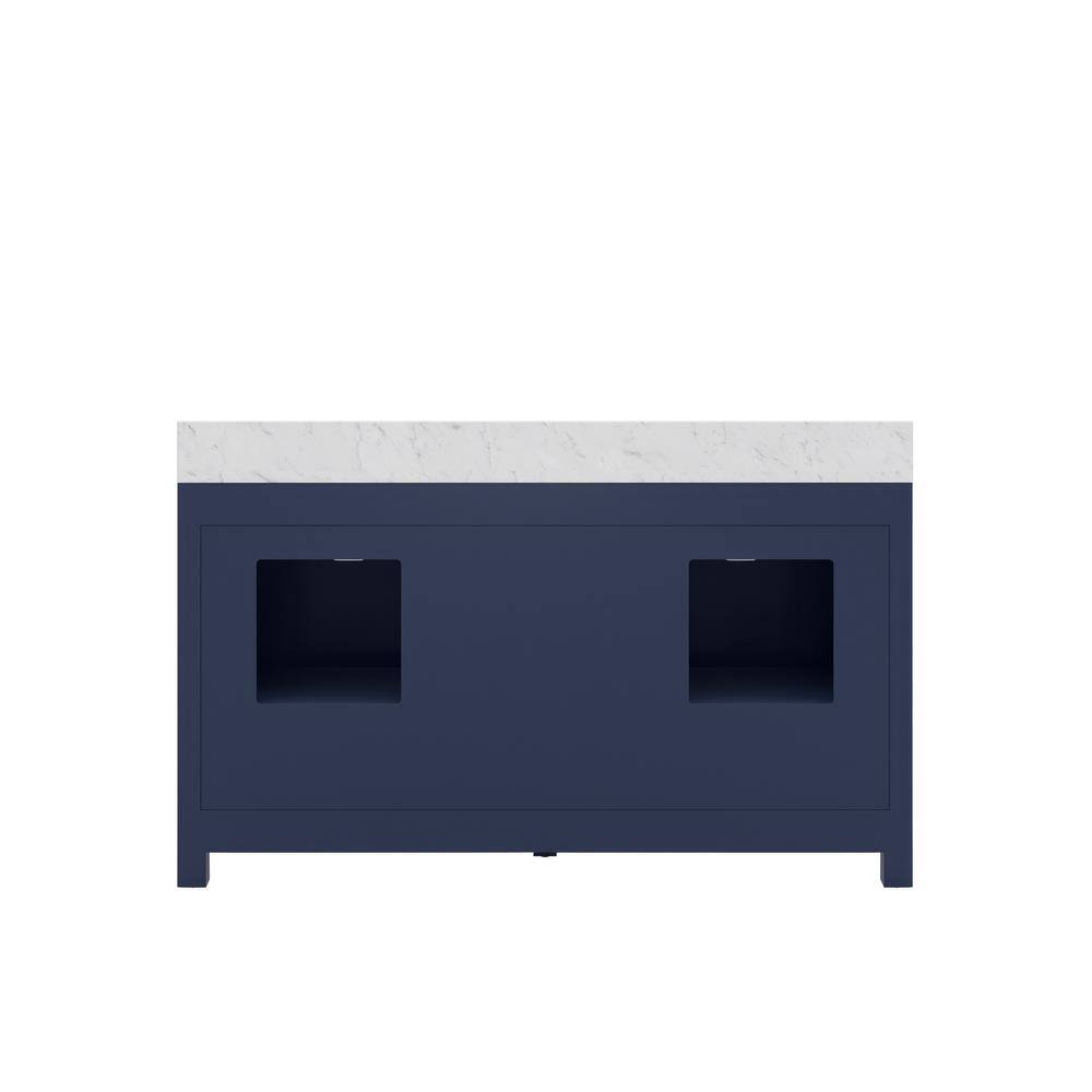 Monarch Blue Double Sink Bathroom Vanity with Carrara Marble Top
