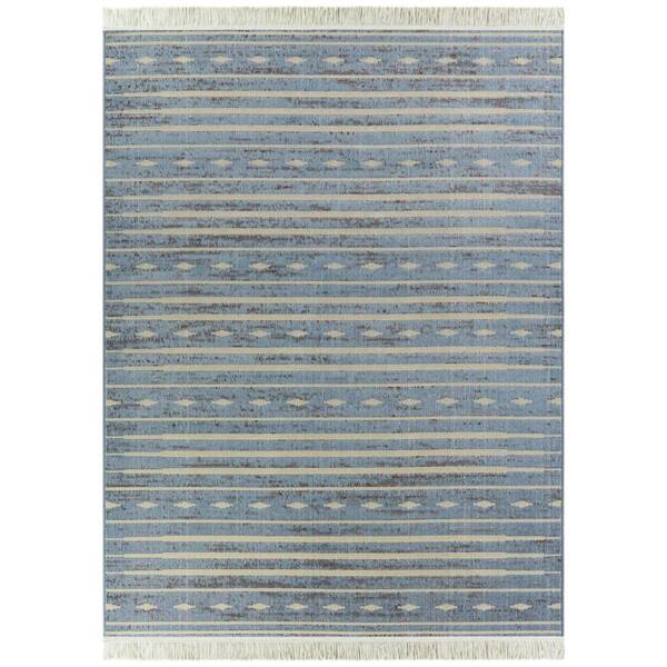 BALTA Cornell Blue 5 ft. 3 in. x 7 ft. Striped Area Rug 3095406 The