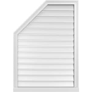 30 in. x 42 in. Octagonal Surface Mount PVC Gable Vent: Functional with Brickmould Sill Frame