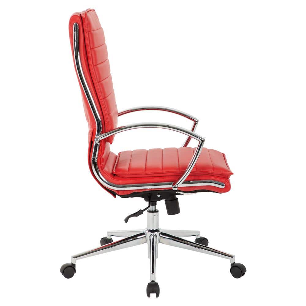 Executive High Back Red Leather Swivel Chair with Metal Base