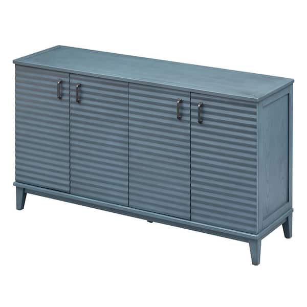 Runesay 60 in. W x 18 in. D x 36 in. H in Navy Blue Soildwood and MDF Ready to Assemble Floor Base Kitchen Cabinet Sideboard