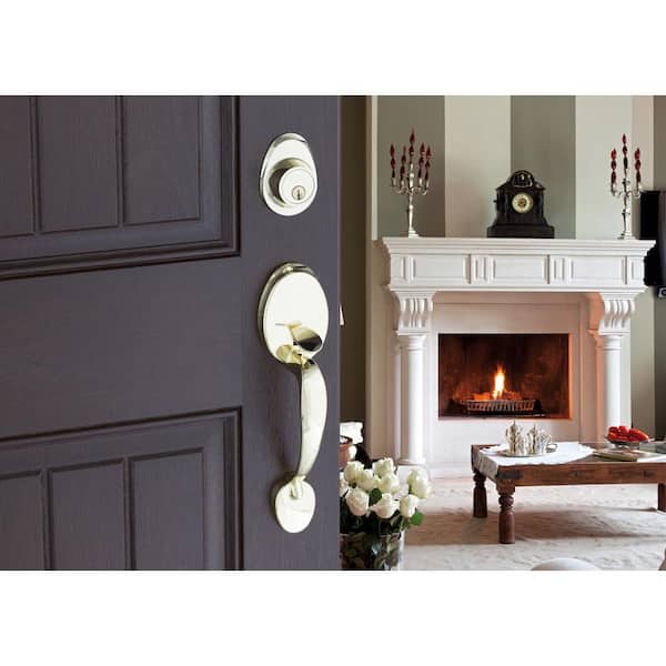 Copper Creek Colonial Polished Brass Door Handleset and Ball Knob