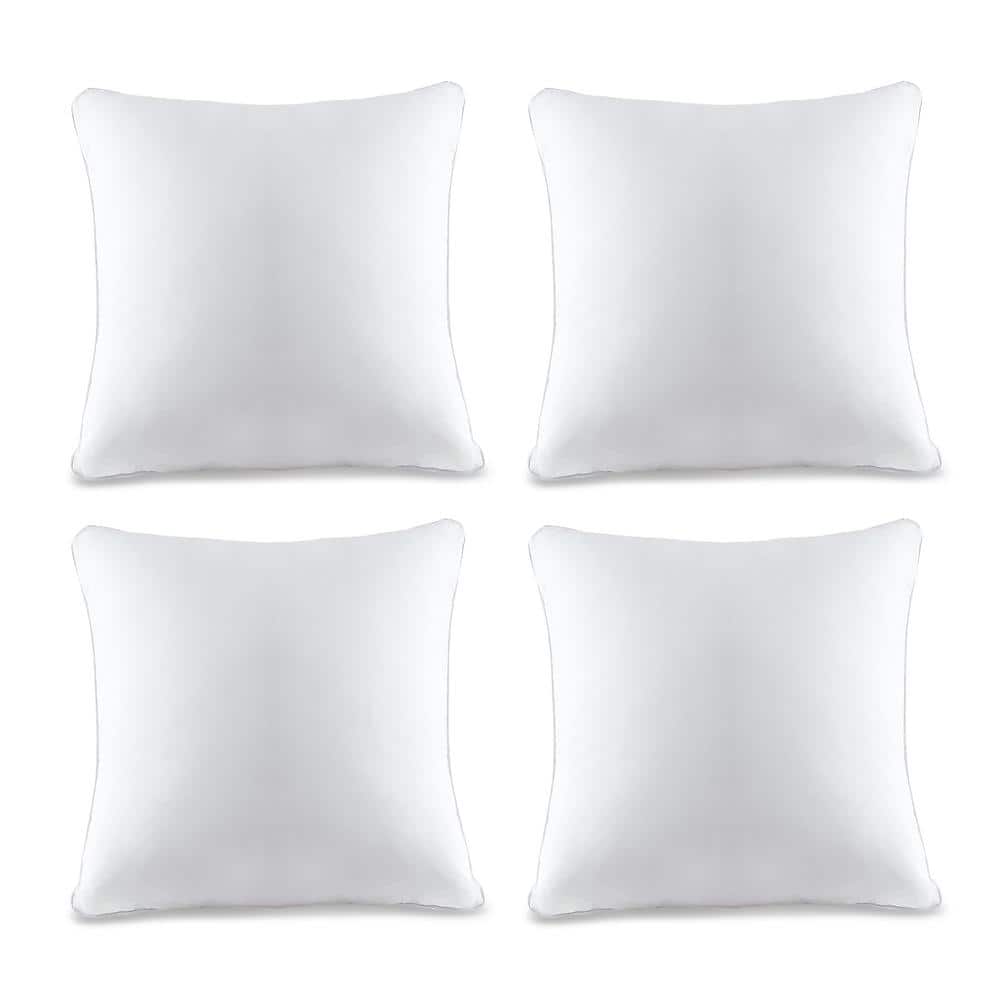 White Hypoallergenic Down Alternative 18" Throw Pillow Inserts, Set of 4