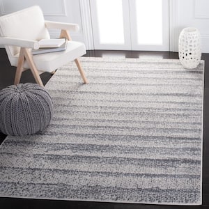Carnegie Ivory/Gray 9 ft. x 12 ft. Striped Distressed Area Rug