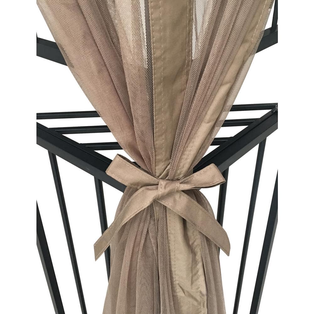 Harmony II 11' x 11' Beige Steel Patio Gazebo with Mosquito Net