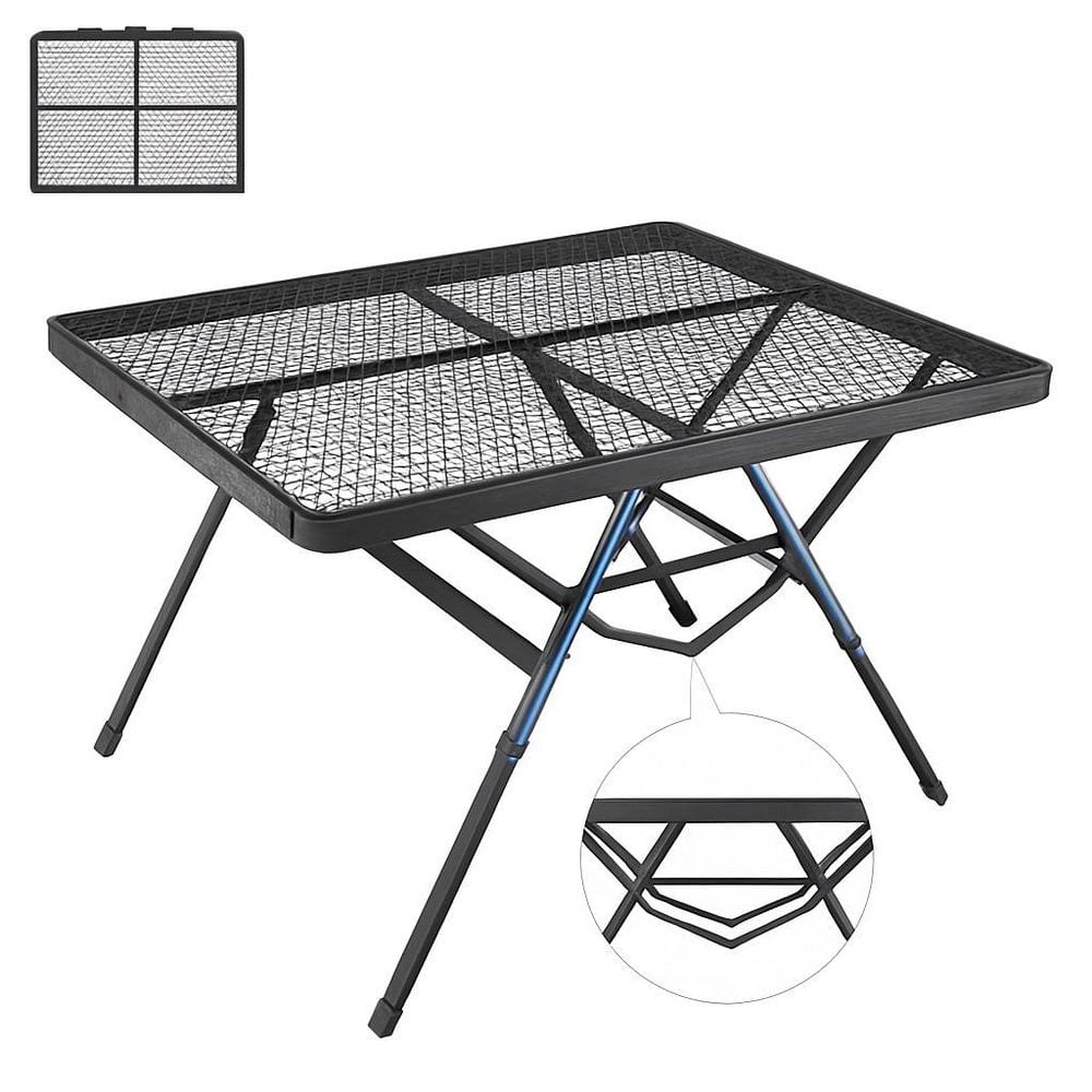 36 in. x 24 in. Black Rectangle Steel Picnic Tables for Grill