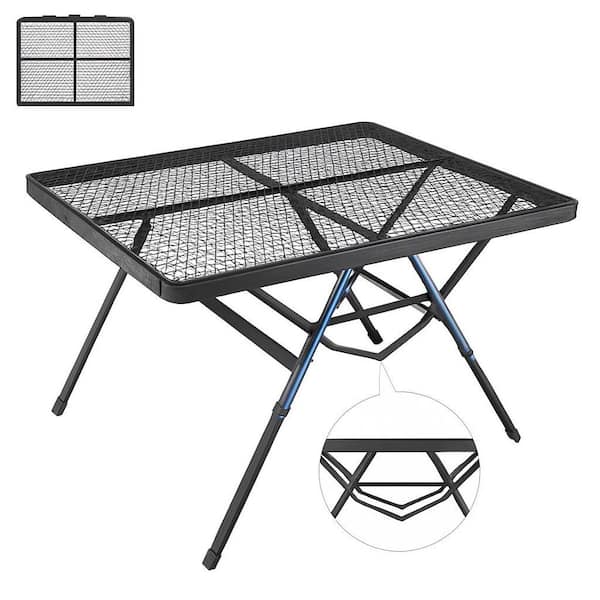 36 in. x 24 in. Black Rectangle Steel Picnic Tables for Grill, Folding Table, Camping Table, Height Adjustable