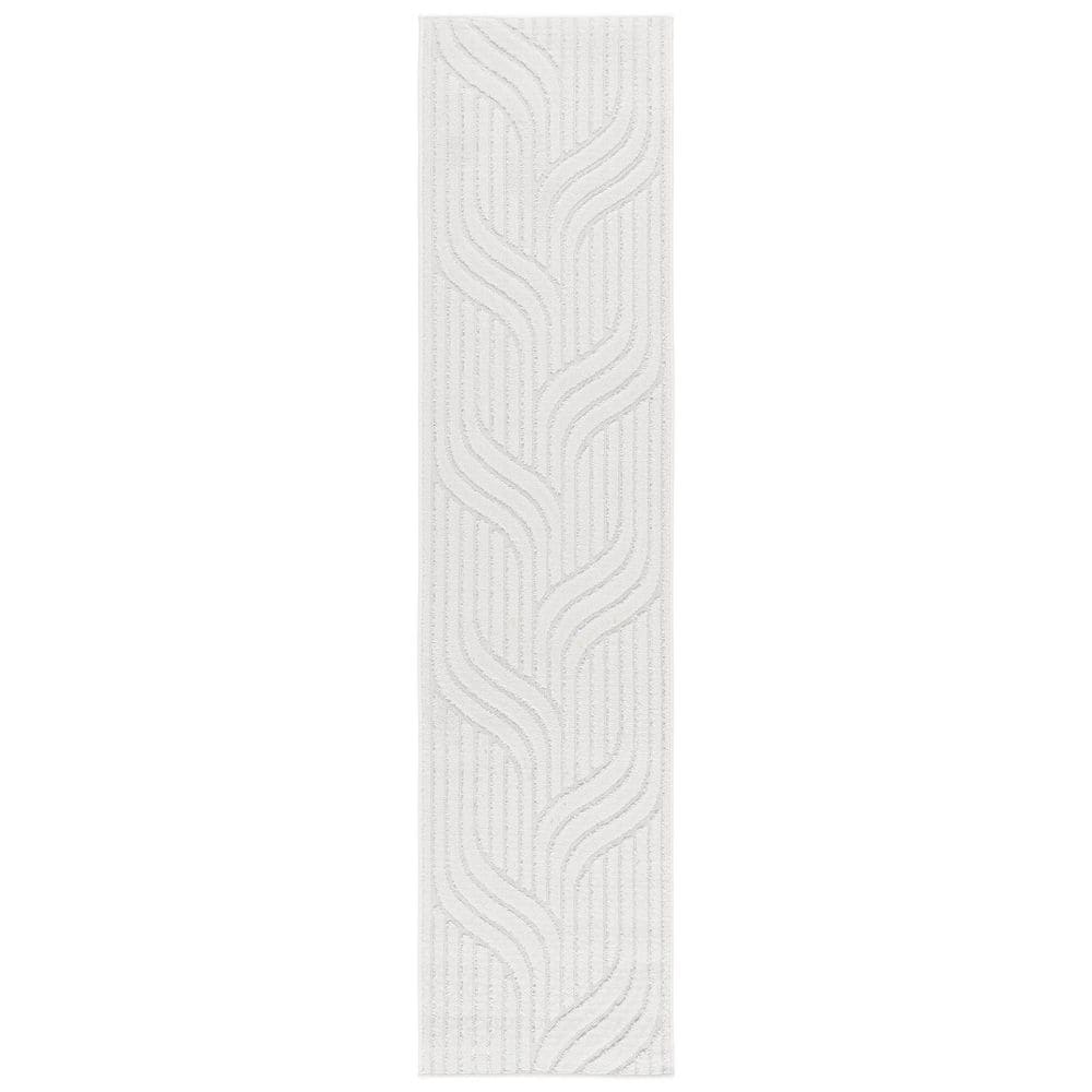 SAFAVIEH Stella Ivory 2 ft. x 8 ft. Solid High-Low Wavy Runner Rug ...