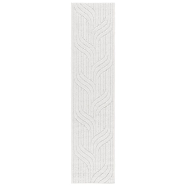 Stella Ivory 2 ft. x 8 ft. Solid High-Low Wavy Indoor/Outdoor Runner Rug