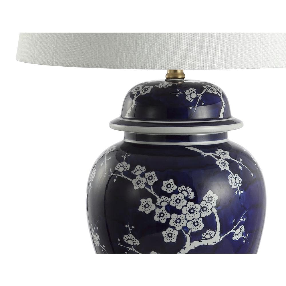 Gracie 29.5" White and Navy Ceramic Ginger Jar Table Lamp