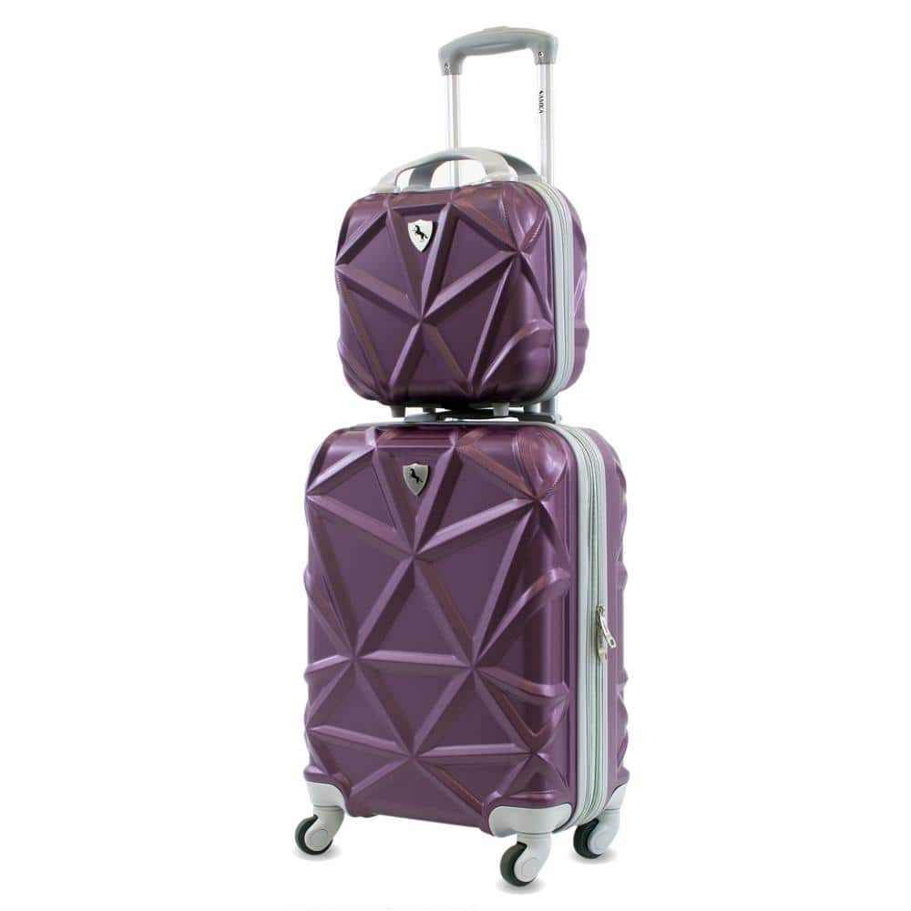 Tote&Carry - Purple Apollo 2 Crocodile Skin Luggage Set, 2 Piece Luggage Set Weekender Bag
