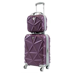 Gem 2-Piece Purple Carry-On Spinner Cosmetic Suitcase