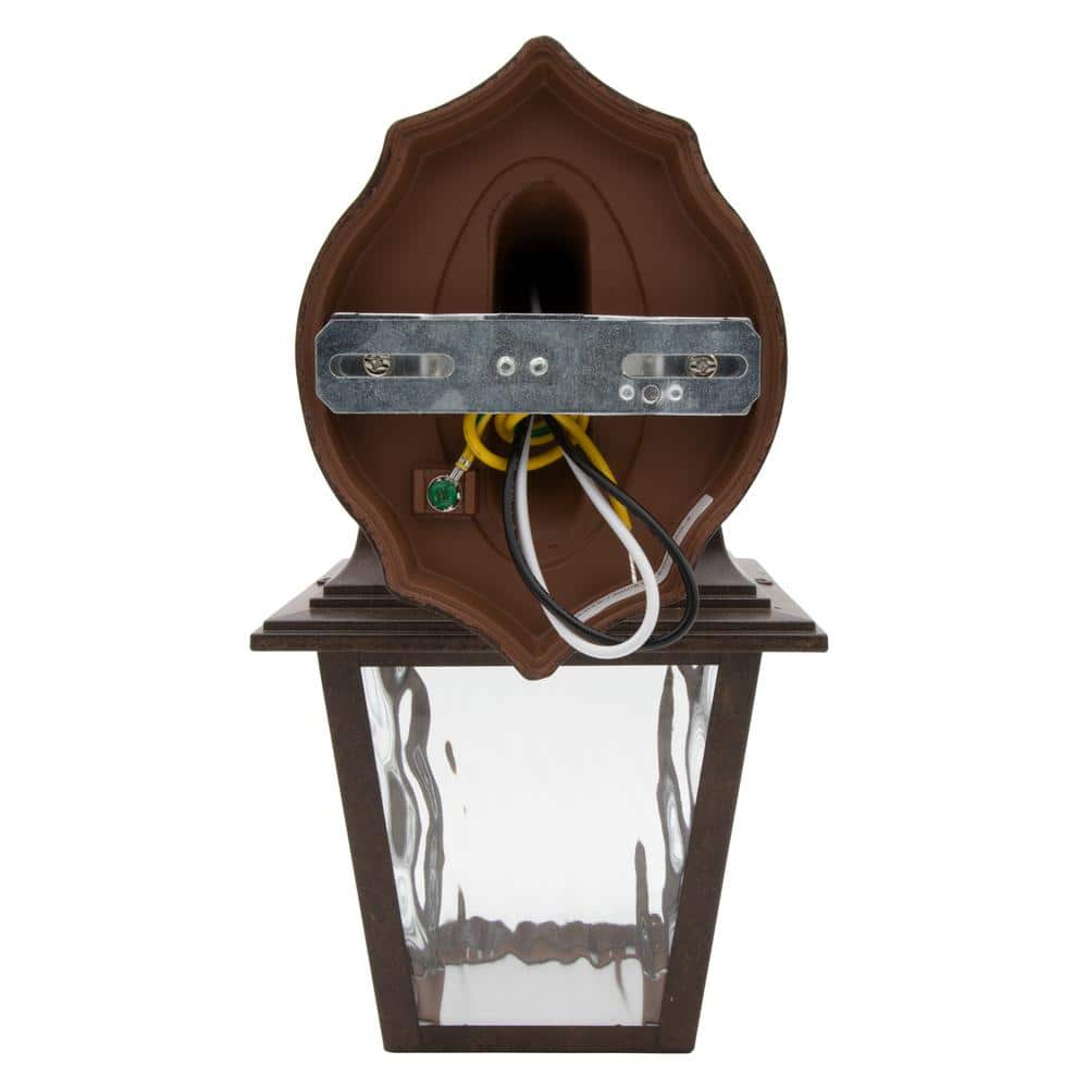 Aged Bronze Outdoor LED Lantern Sconce with Clear Glass