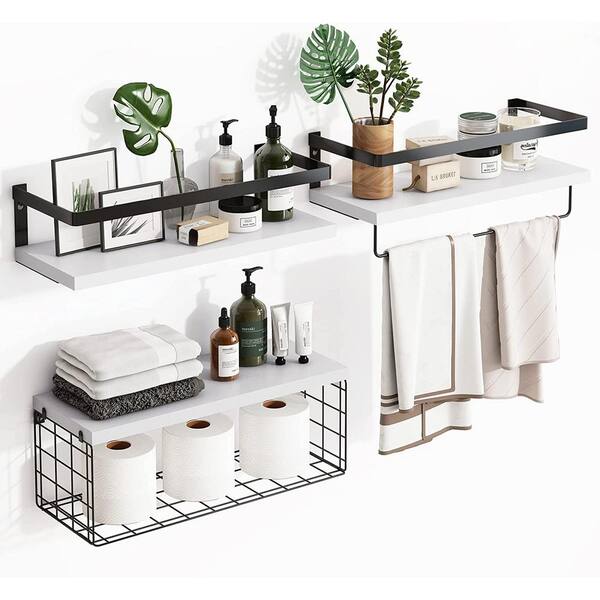 Cubilan 16.33 in. W x 6.29 in. D White Wood Decorative Wall Shelf, Wall Mounted Floating Shelves