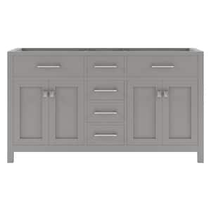 Caroline 60 in. W x 22 in. D x 33.5 in H Bath Vanity Cabinet without Top in Gray