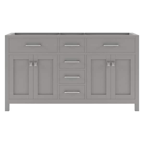 Virtu USA Caroline 60 in. W x 22 in. D x 33.5 in H Bath Vanity Cabinet without Top in Gray