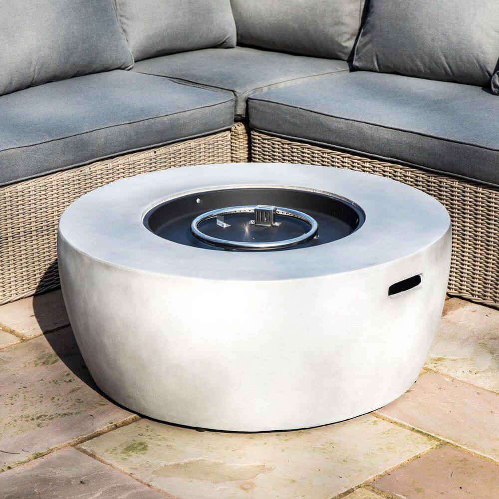 Gray 36" Round Concrete Propane Gas Fire Pit