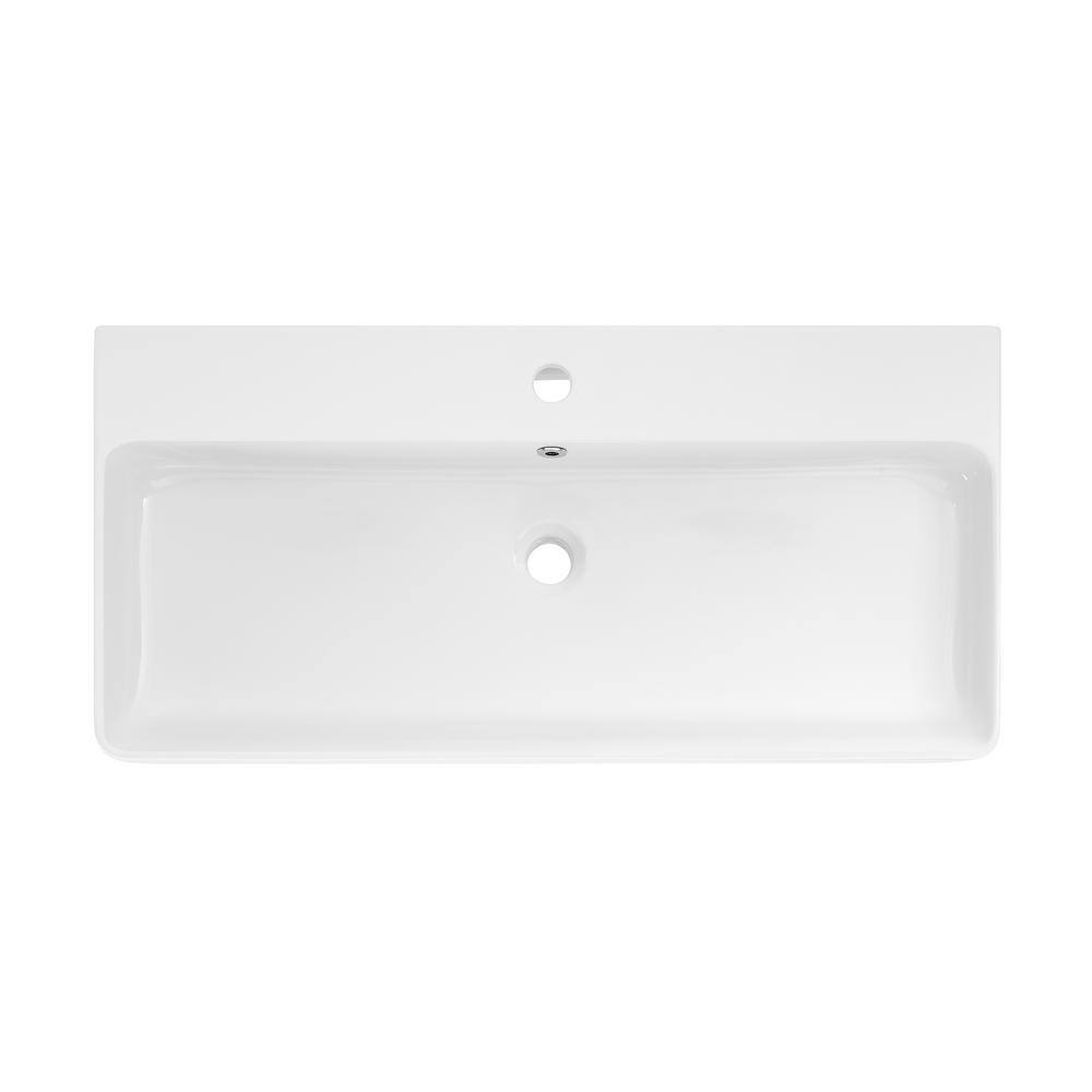 Carre 36" White Ceramic Console Sink with Chrome Legs