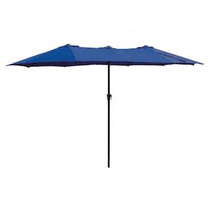 15 ft. Market No Weights Patio Umbrella 2-Side in Blue