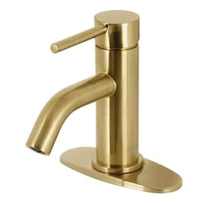 Concord Single-Handle Single Hole Bathroom Faucet with Push Pop-Up in Brushed Brass