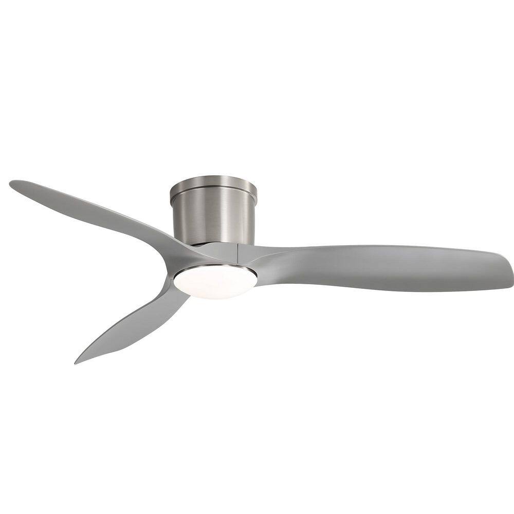 52 in. Smart Indoor Nickel Low Profile Ceiling Fan with LED Light and Remote/App Control, Works with Alexa/Google