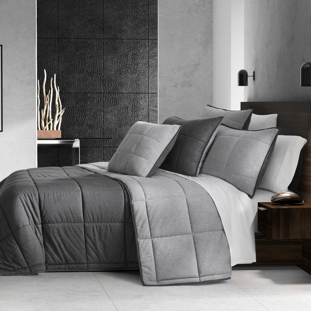 Patton Grey Polyester King/California King 3-Piece Quilt Set