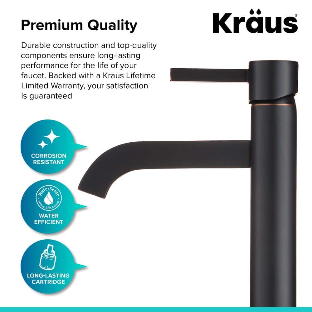 Satin Nickel Modern Vessel Single Hole Faucet in Bronze