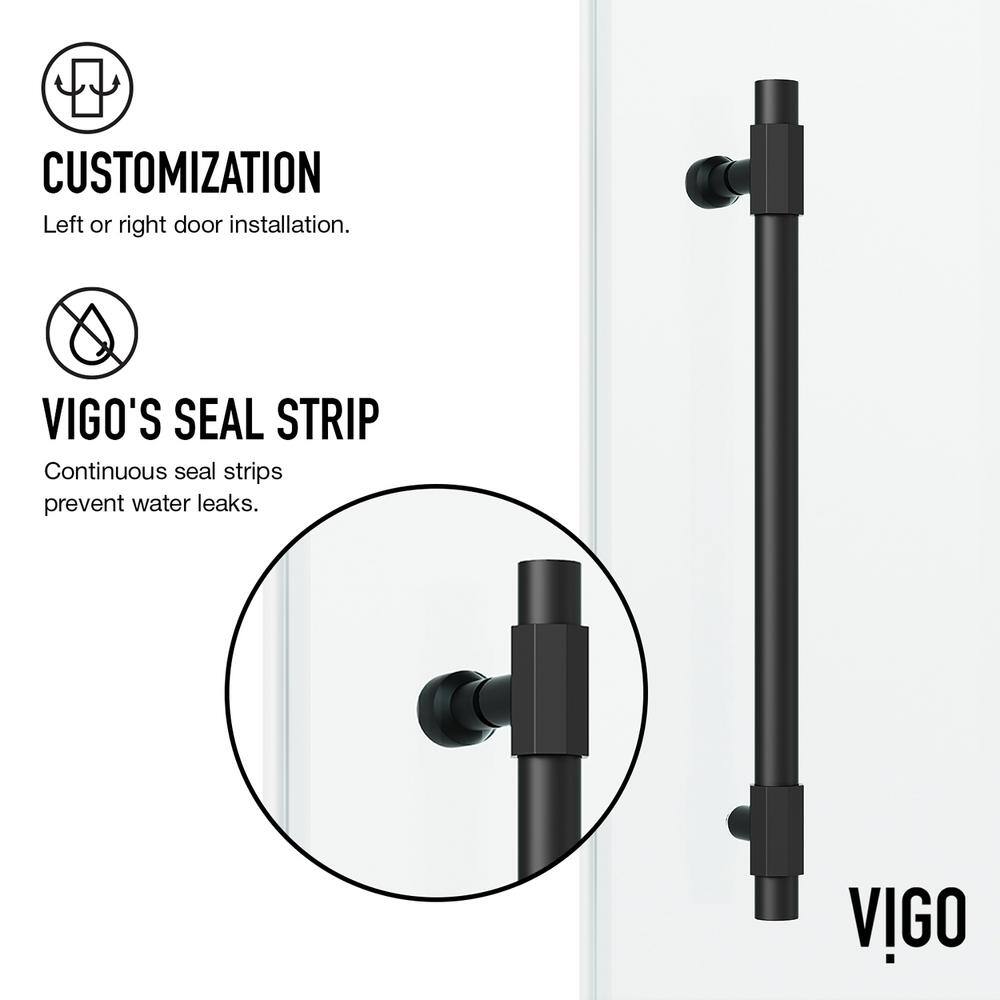 Elan Hart 72" Matte Black Frameless Sliding Shower Door with Clear Glass