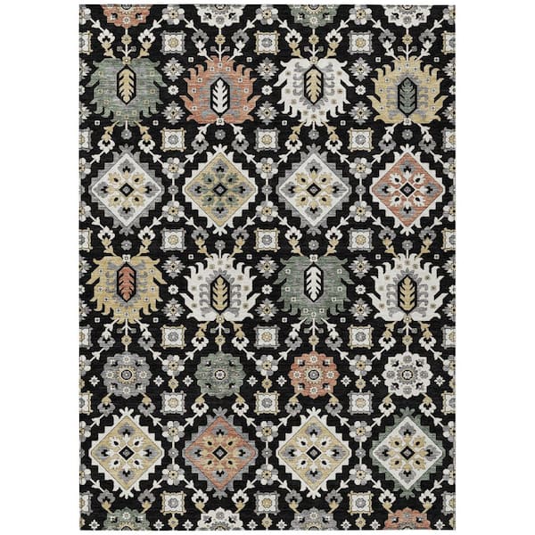 Addison Rugs Chantille Machine Washable Indoor/Outdoor Abstract ACN2200 Black 5 ft. x 7 ft. 6 in. Area Rug