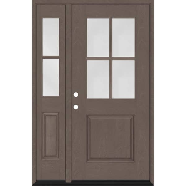 Steves & Sons Regency 51 in. x 80 in. 1/2-4Lite Clear Glass RH Ashwood Stain Mahogany Fiberglass Prehung Front Door w/12in.SL