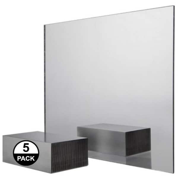 FABBACK 36 in. x 48 in. x 0.118 (1/8) in. Silver Acrylic Mirror Sheet (5 pack)