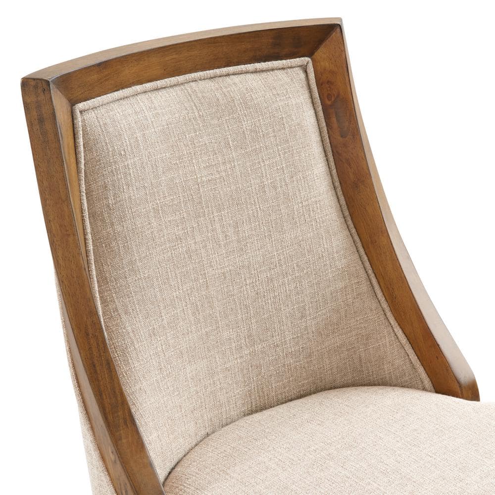 Ellie 29.5'' Brown Rubberwood Swivel Counter Height Stool with Beige Seat