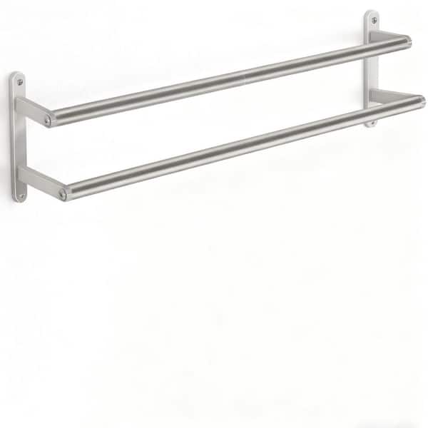 24 in. Stainless Steel Wall Mounted Bath Double Towel Bar in Brush Nickel, Waterproof and Rustproof