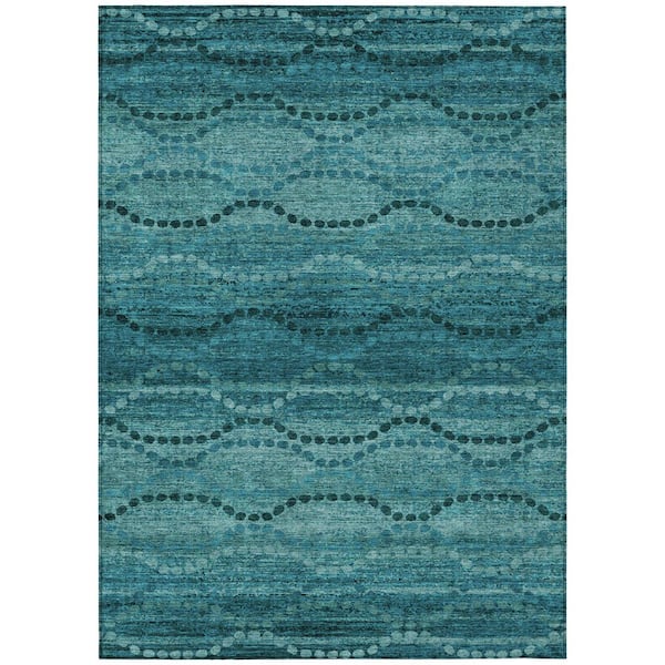 Chantille Machine Washable Indoor/Outdoor Abstract ACN2031 Turquoise 2 ft. 6 in. x 3 ft. 10 in. Area Rug
