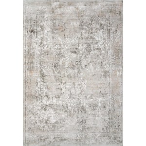 Renaissance 7 ft. 10 in. X 10 ft. 10 in. Ivory/Grey/Rust Oriental Indoor/Outdoor Area Rug