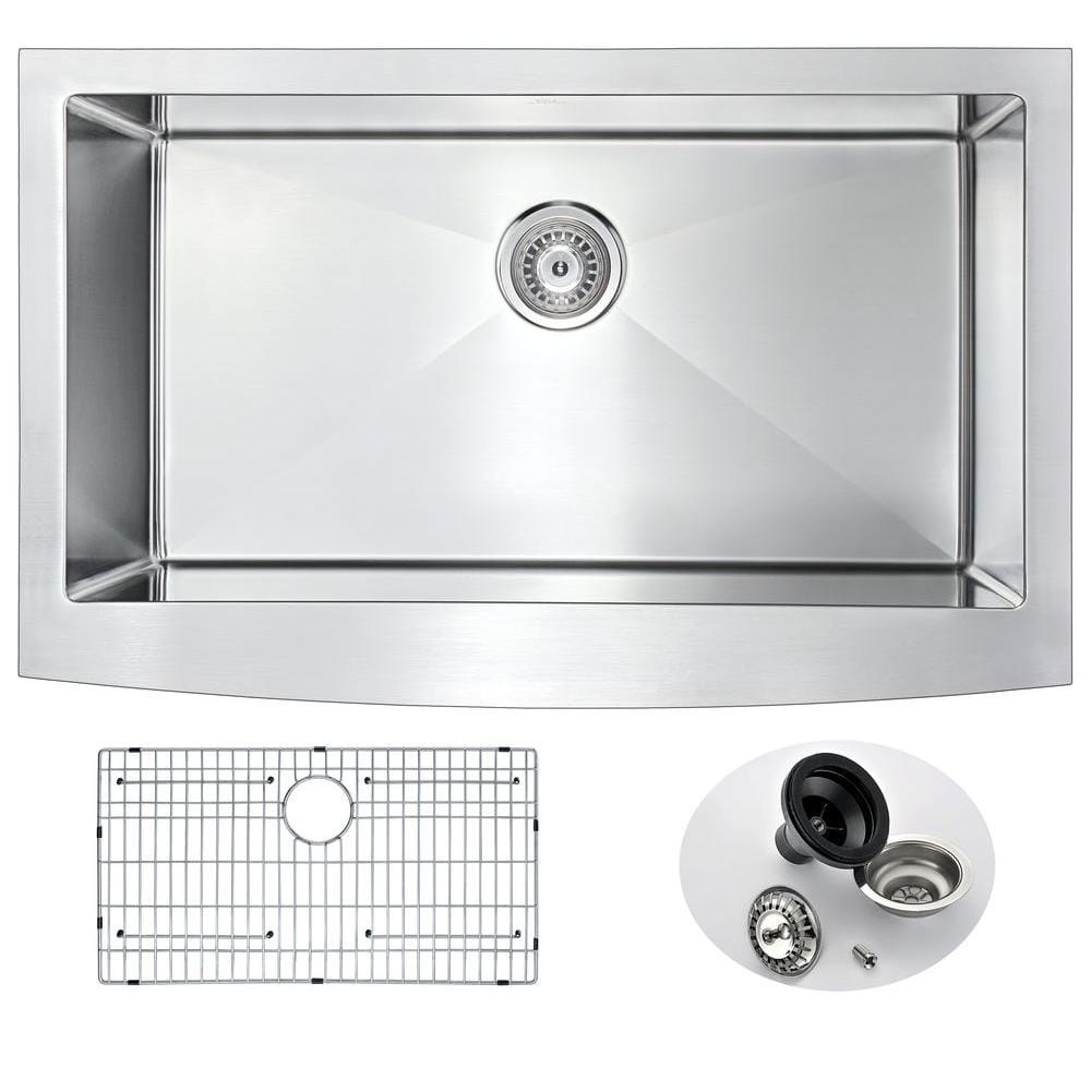 ELYSIAN Series Farmhouse Stainless Steel 36 in. 0-Hole Single Bowl Kitchen 