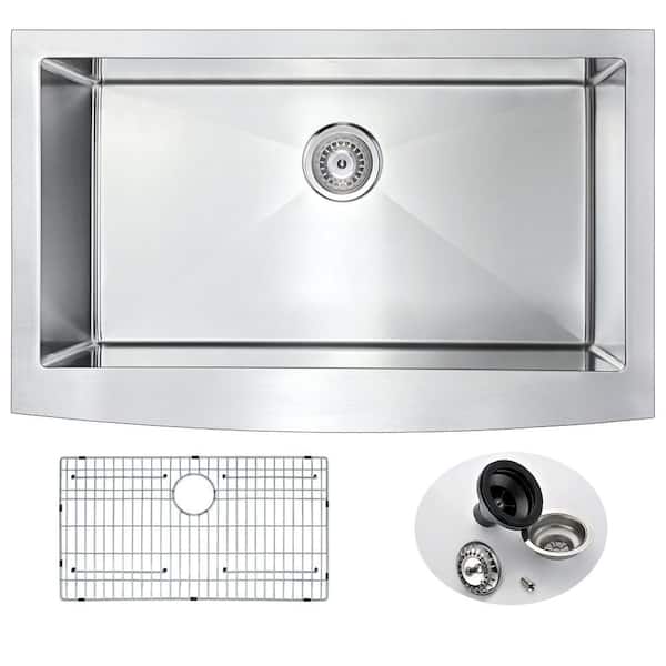 ANZZI ELYSIAN Series Farmhouse Stainless Steel 36 in. 0-Hole Single Bowl Kitchen Sink