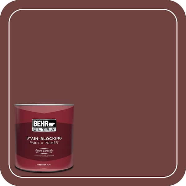 BEHR ULTRA 1 qt. #ICC-82 Library Red Extra Durable Flat Interior Paint & Primer