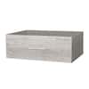 Single gray wood grain drawer with a silver handle.