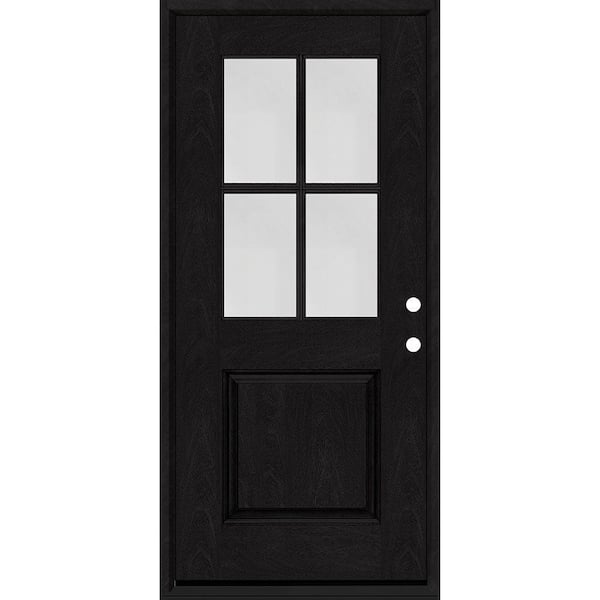 Regency 32 in. x 80 in. 1/2-4 Lite Clear Glass LHIS Onyx Stain Fiberglass Prehung Front Door
