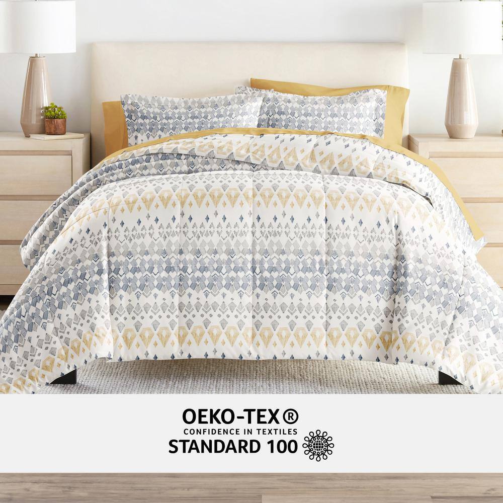 Twin Gray Geometric Microfiber Bed in a Bag Set