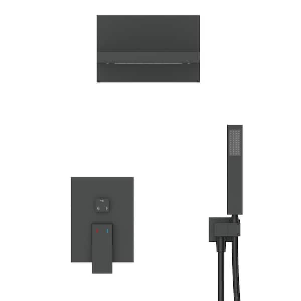 1-Spray Patterns Square 22 in. 1.8 GPM Wall Mount Shower System Rainfall Dual Shower Head in Matte Black