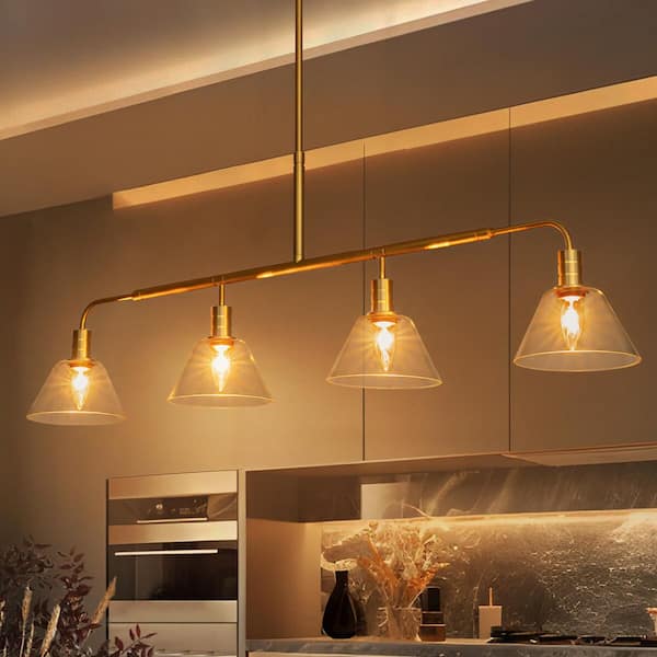 Rennnsan Lirra 49.4 in. 4-Light Brushed Gold Transitional Linear