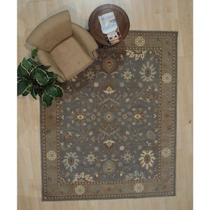 Dk.Gray 8 ft. x 10 ft. Hand Crafted Wool Traditional Oushak Area Rug
