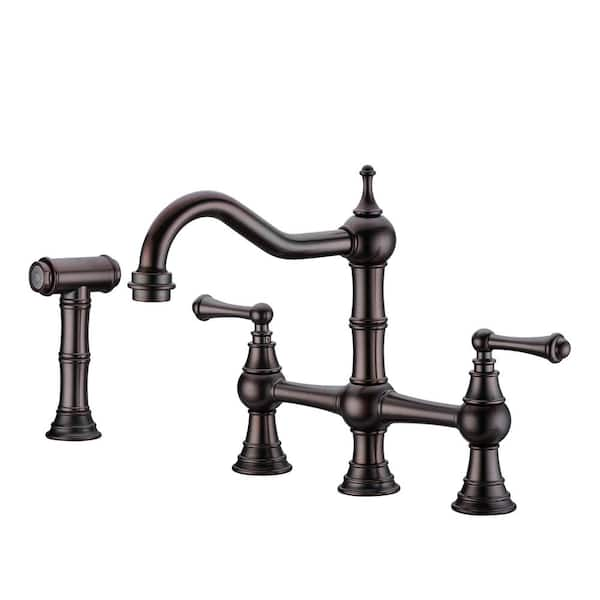 Utopia 4niture Camille Double Handle Bridge Kitchen Faucet With Side   Bronze Bridge Kitchen Faucets Hathq7006tzg 64 600 