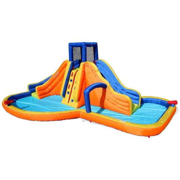 BANZAI Multi-color Ages 5 Plus Rapid Falls Dual Slides Outdoor Water Park Climbing Rope Lagoon