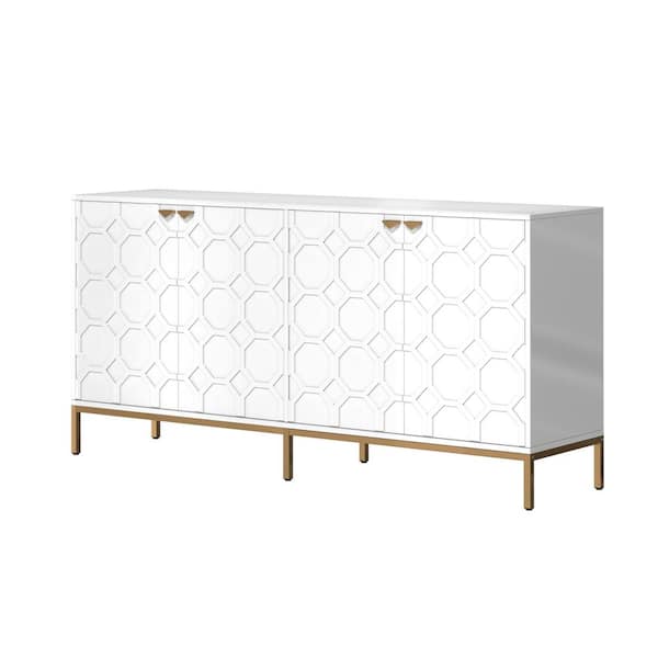sumyeg White 31.38 in. H 4-Door Accent Storage Cabinet with Adjustable Shelf